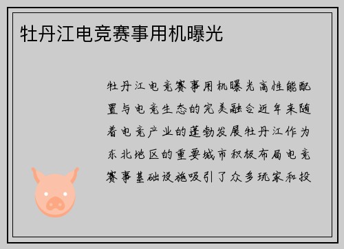 牡丹江电竞赛事用机曝光